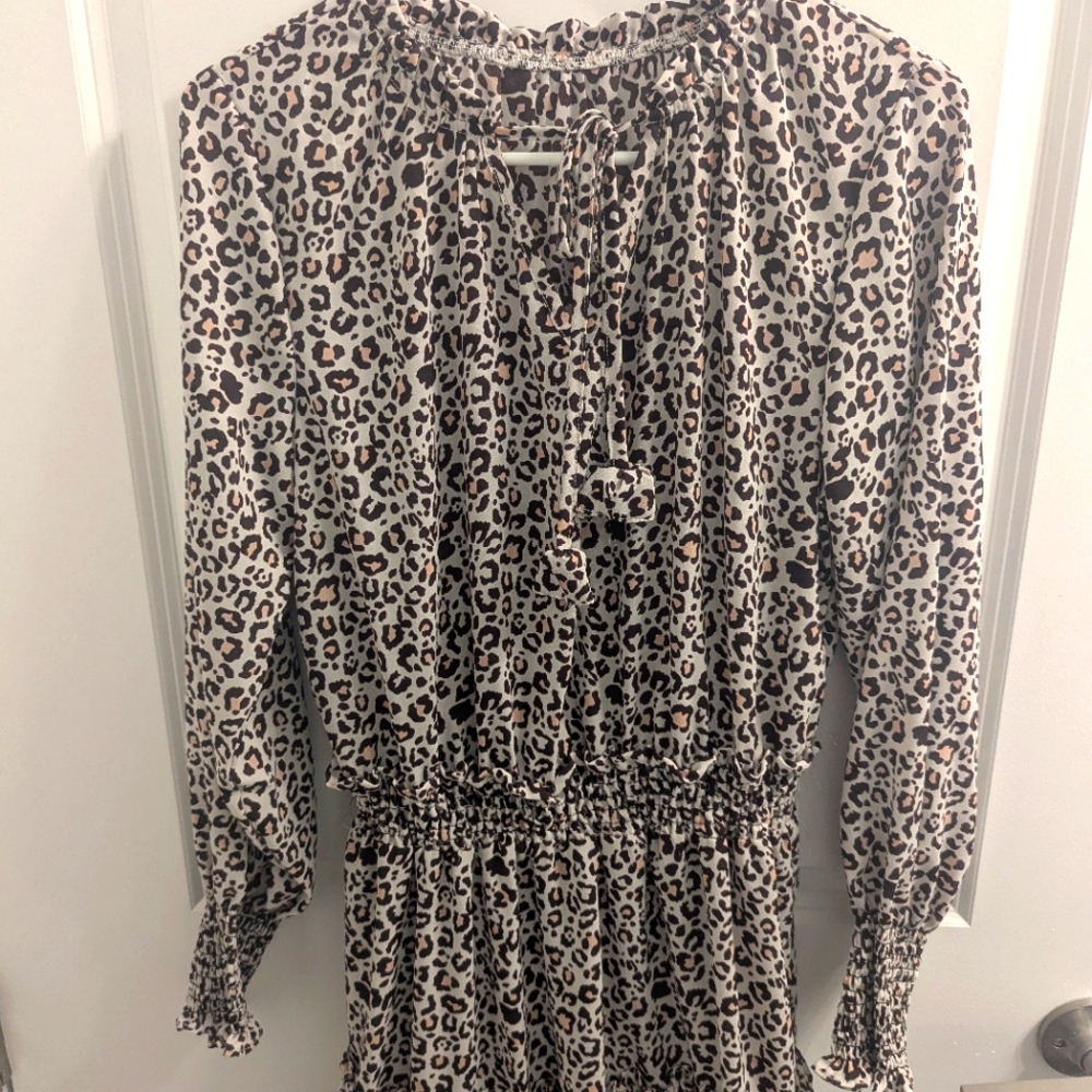 Vintage Zara Gathered Leopard Printed Dress MINI (M)⭐ - Picture 5 of 8